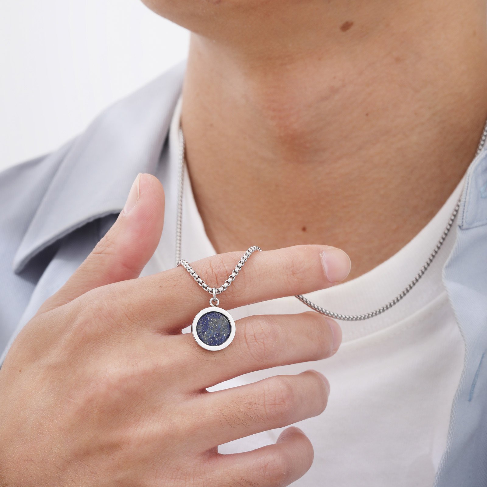 WM-P110 Lapis Lazuli Stone Men, Women Necklace Pendant with Chain