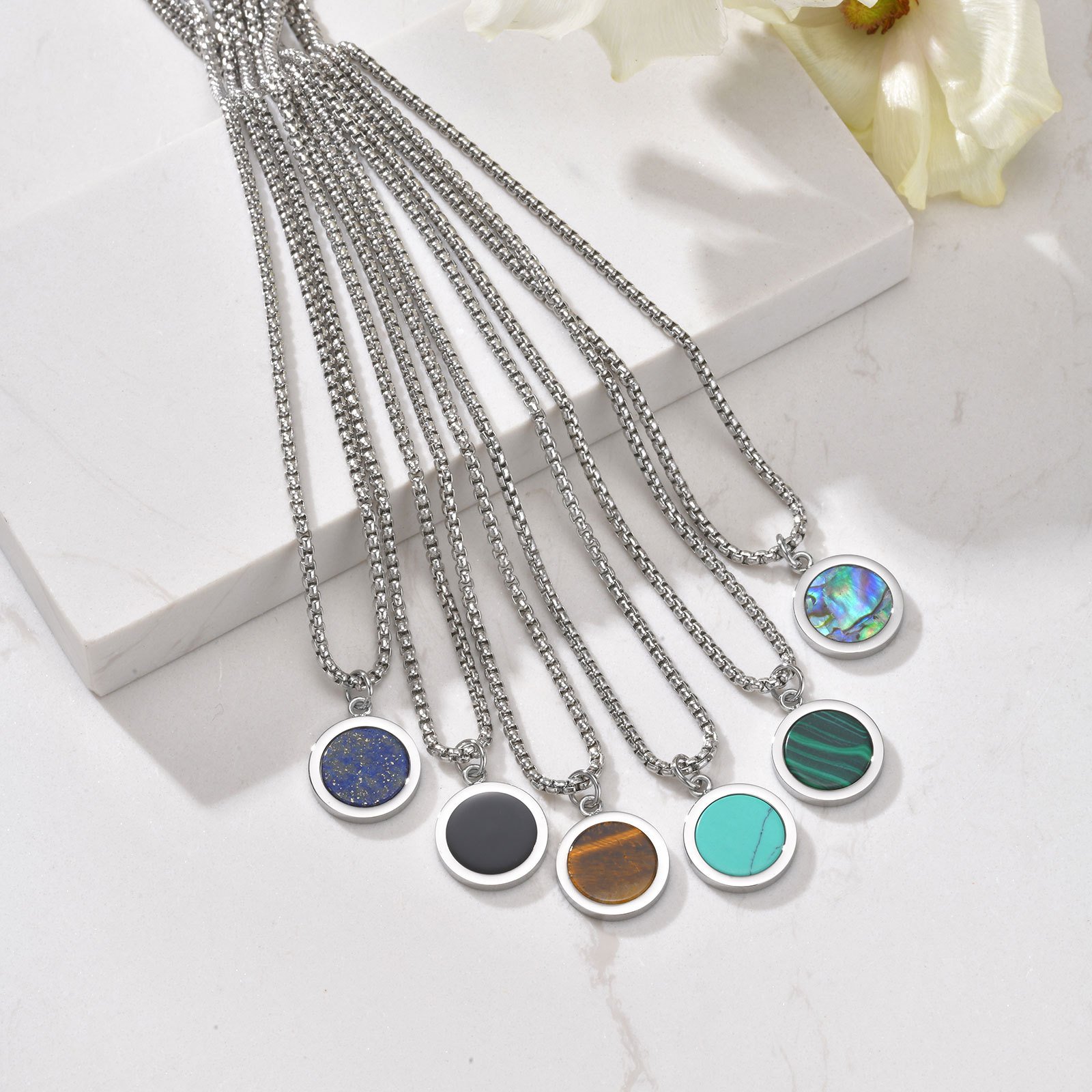 WM-P110 Malachite Stone Men, Women Necklace Pendant with Chain — image 3