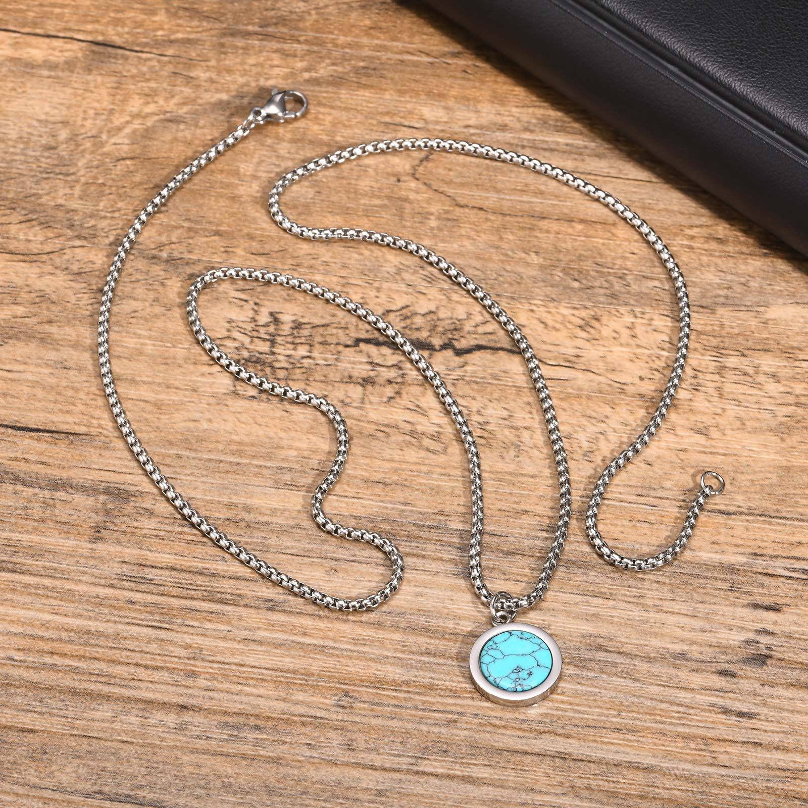 WM-P110 Tourquise Men, Women Necklace Pendant with Chain — image 5