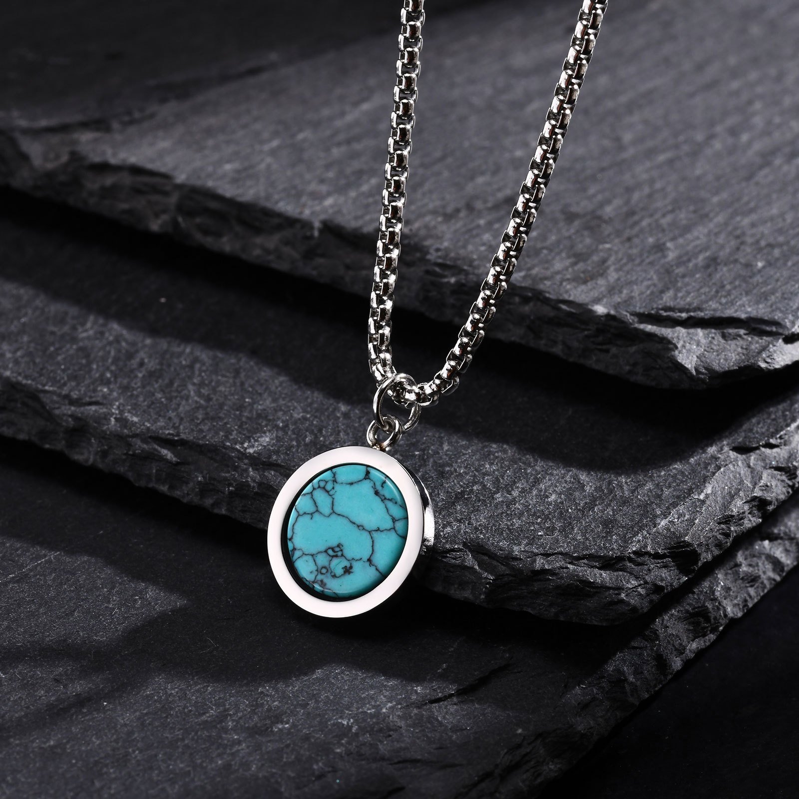 WM-P110 Tourquise Men, Women Necklace Pendant with Chain — image 6
