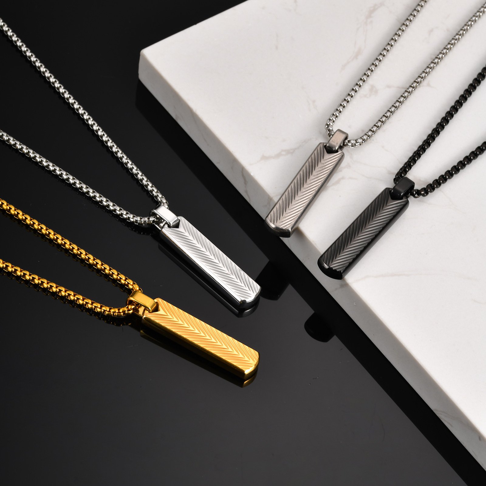 WM-P132 Gray Men, Women Necklace Pendant with Chain — image 3