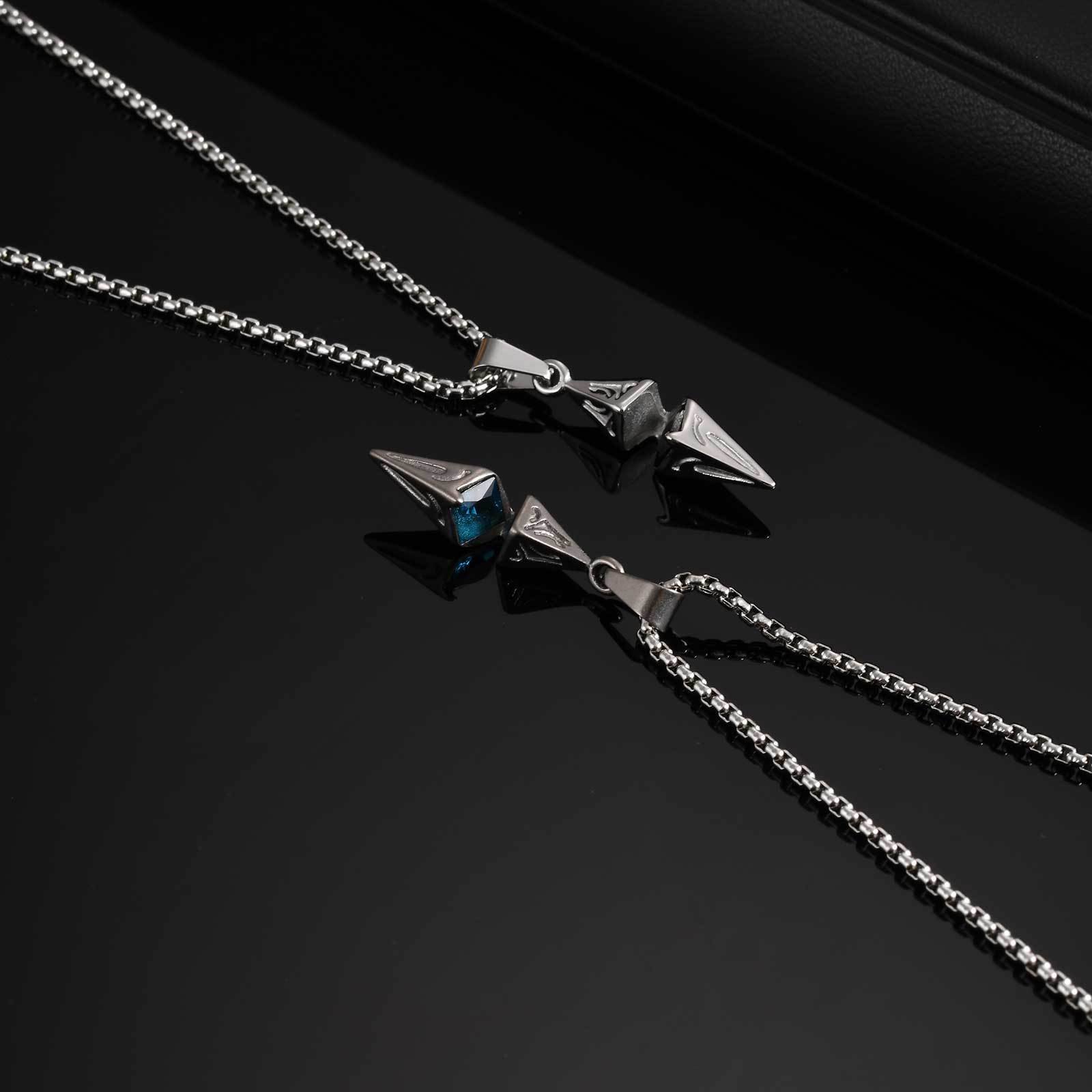 WM-P133 Gray Men, Women Necklace Pendant with Chain — image 4
