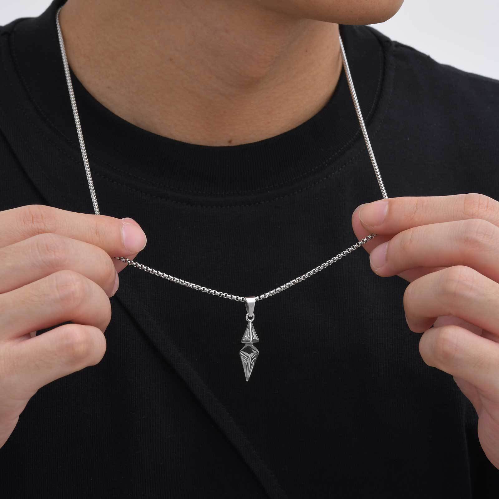 WM-P133 Gray Men, Women Necklace Pendant with Chain — image 6