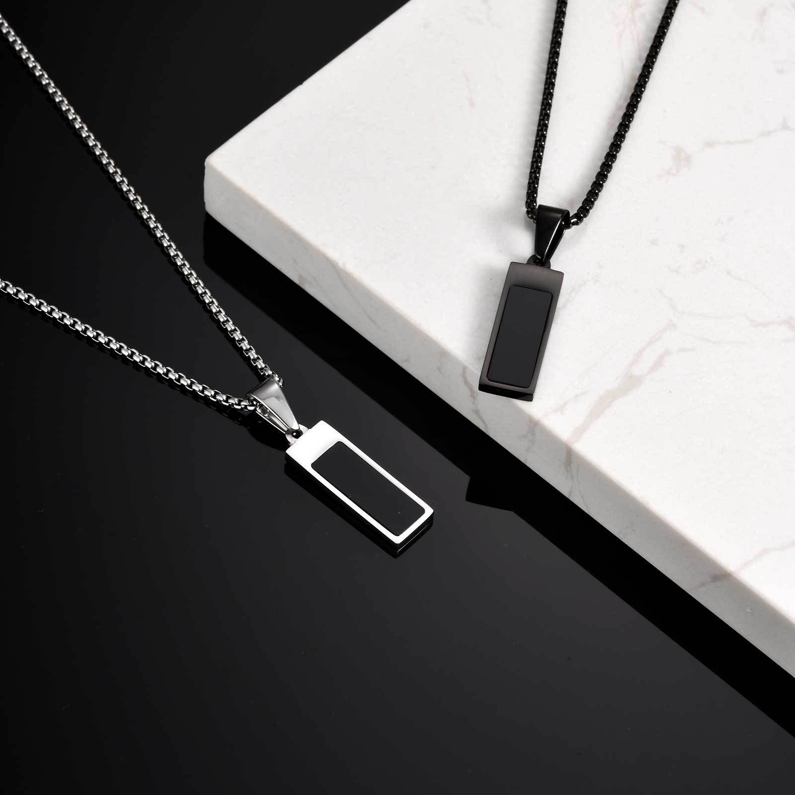 WM-P136 Black Men, Women Necklace Pendant with Chain — image 3