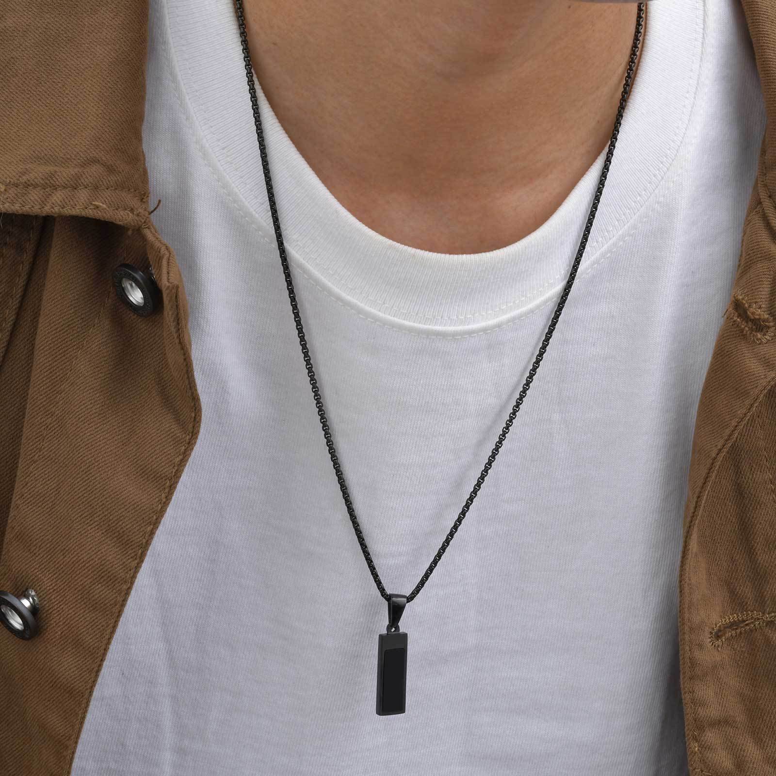WM-P136 Black Men, Women Necklace Pendant with Chain — image 5