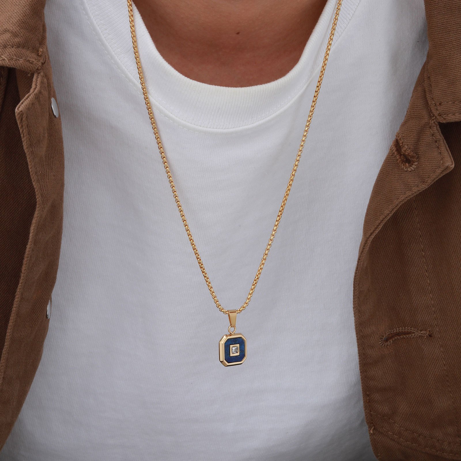 WM-P137 Golden Brown Men, Women Necklace Pendant with Chain — image 4