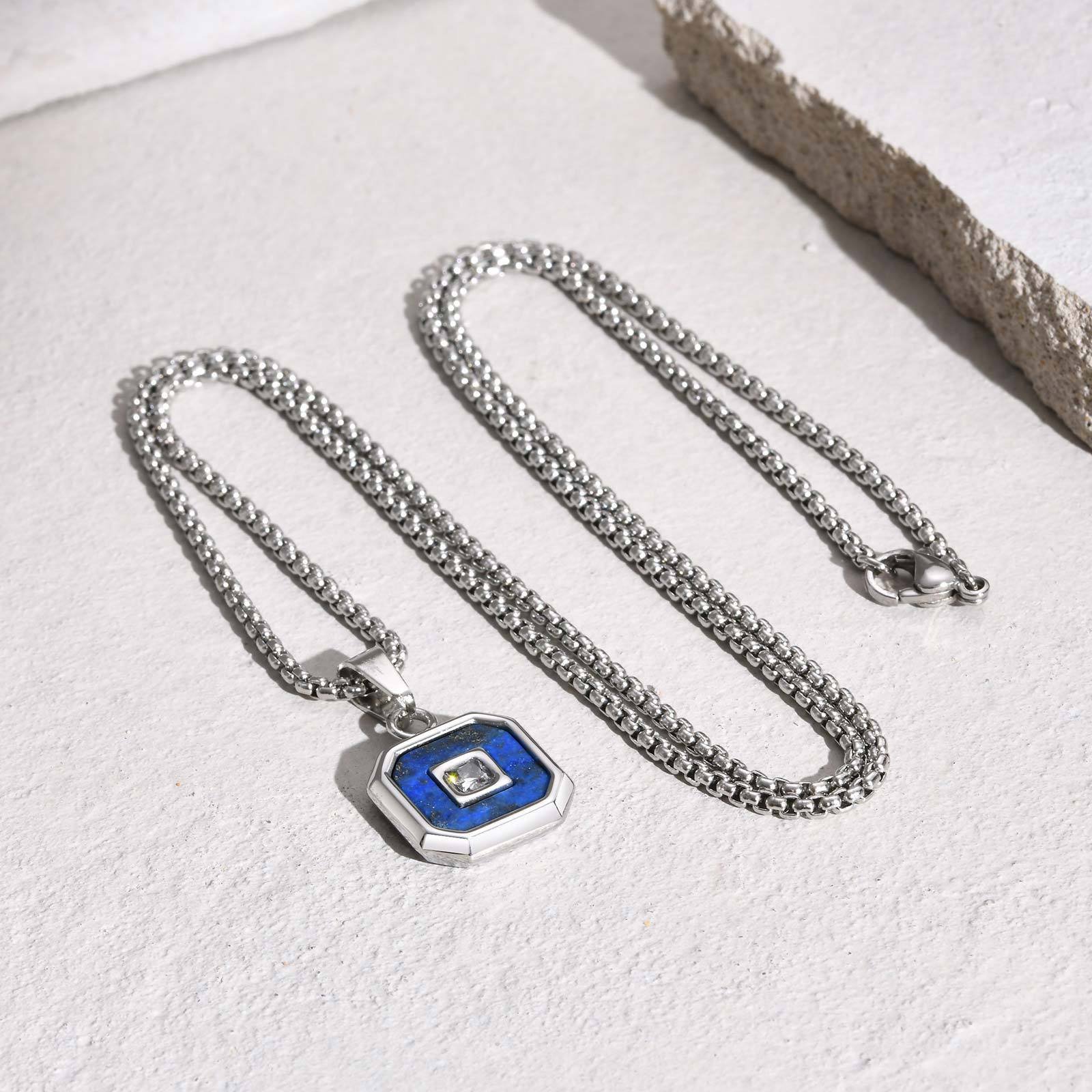 WM-P137 Silver Black Men, Women Necklace Pendant with Chain — image 6