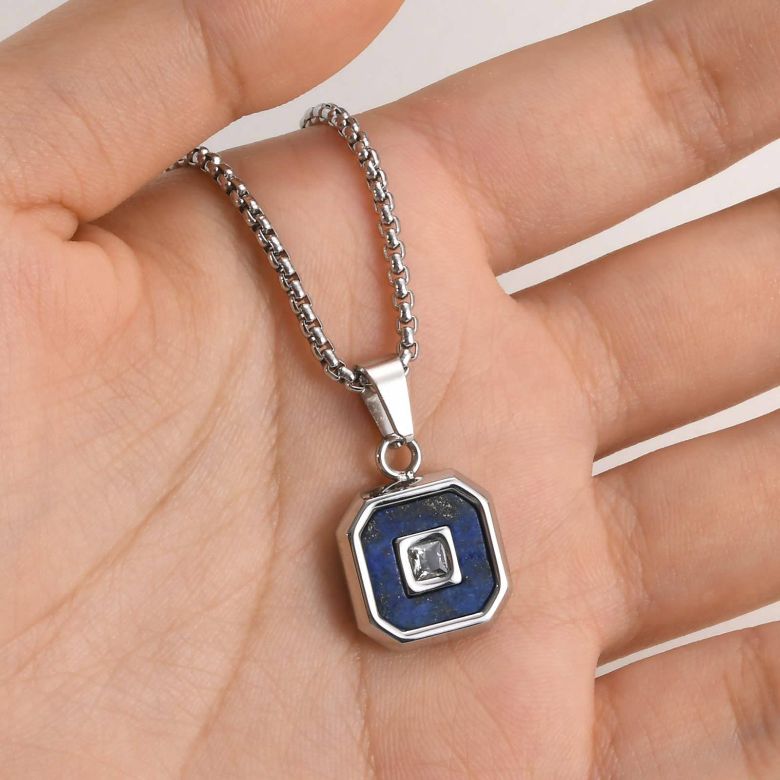WM-P137 Silver Brown Men, Women Necklace Pendant with Chain — image 5