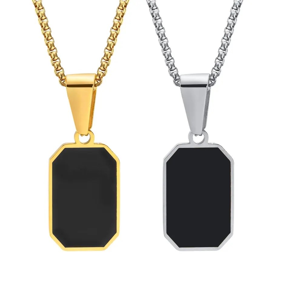 WM-P81 Golden Men, Women Necklace Pendant with Chain — image 3