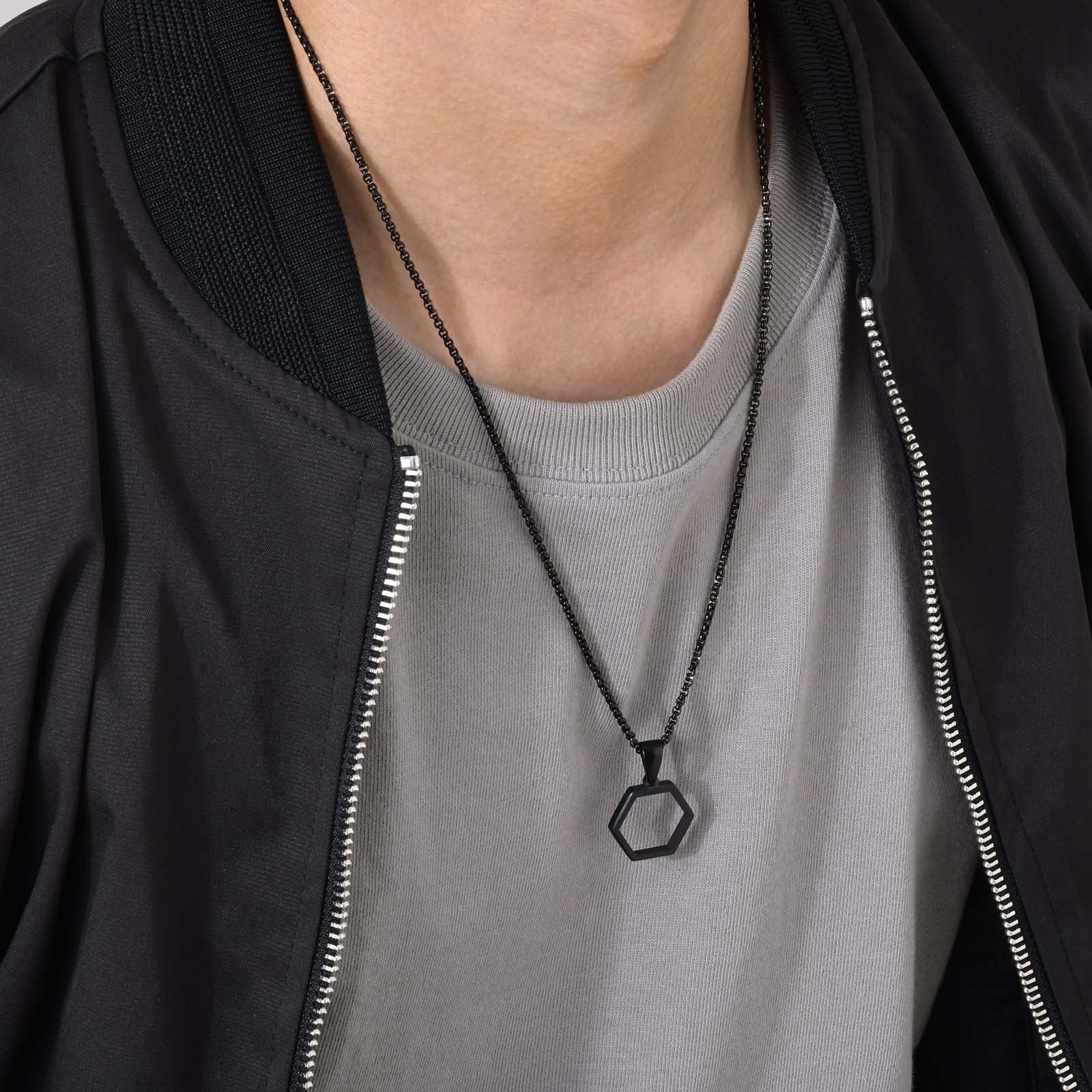 WM-P94 Black Men, Women Necklace Pendant with Chain — image 4