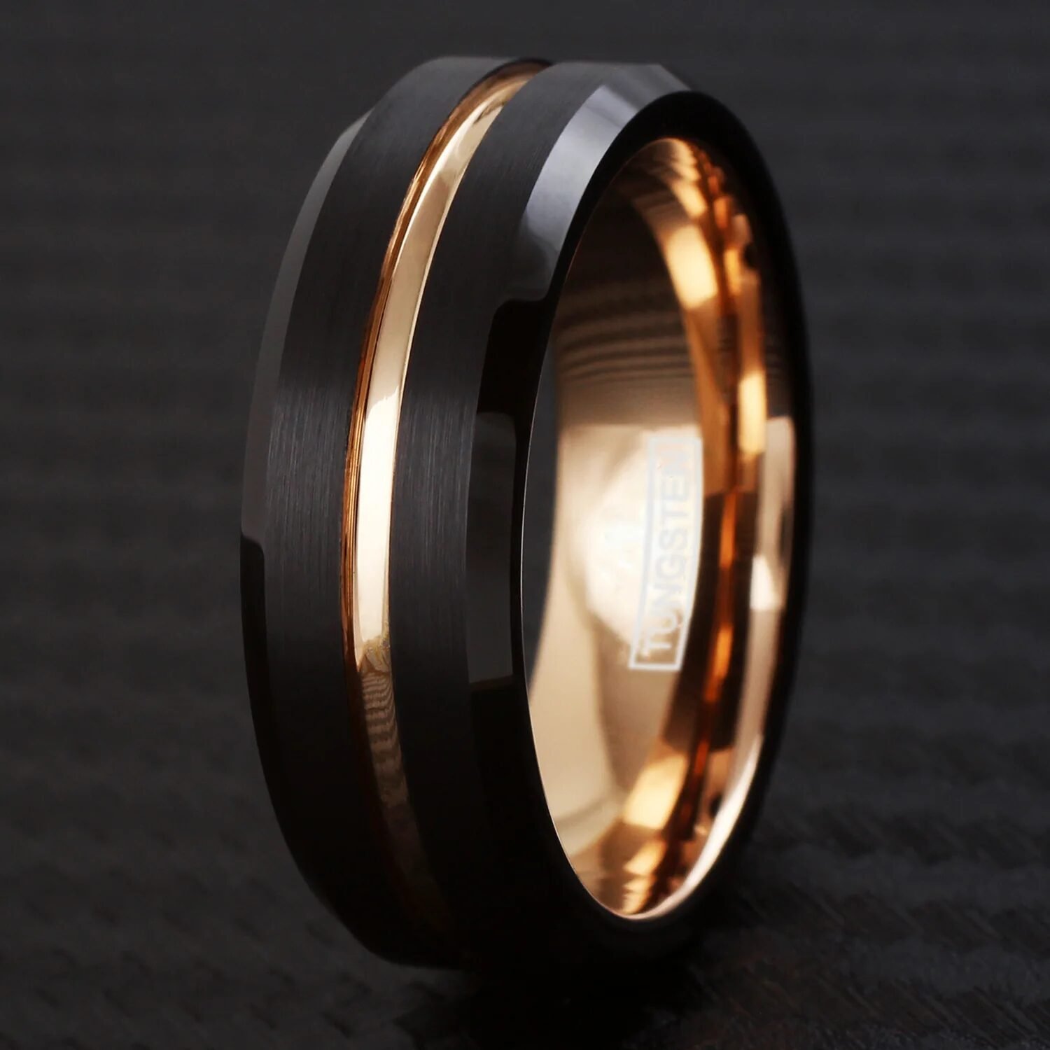 WM-R106 - Golden Line 8 mm Tungsten Carbide Ring