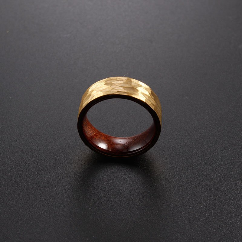 WM-R139 - Hammered Gold Tungsten Carbide Ring — image 3