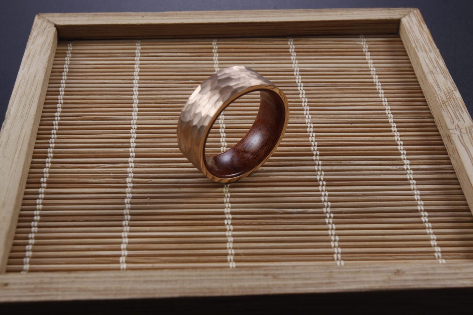 WM-R139 - 8mm Hammered Rose Gold Tungsten Carbide Ring — image 11