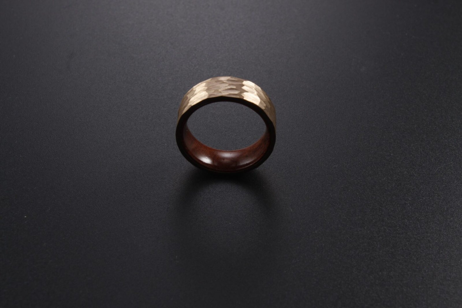 WM-R139 - 8mm Hammered Rose Gold Tungsten Carbide Ring — image 8