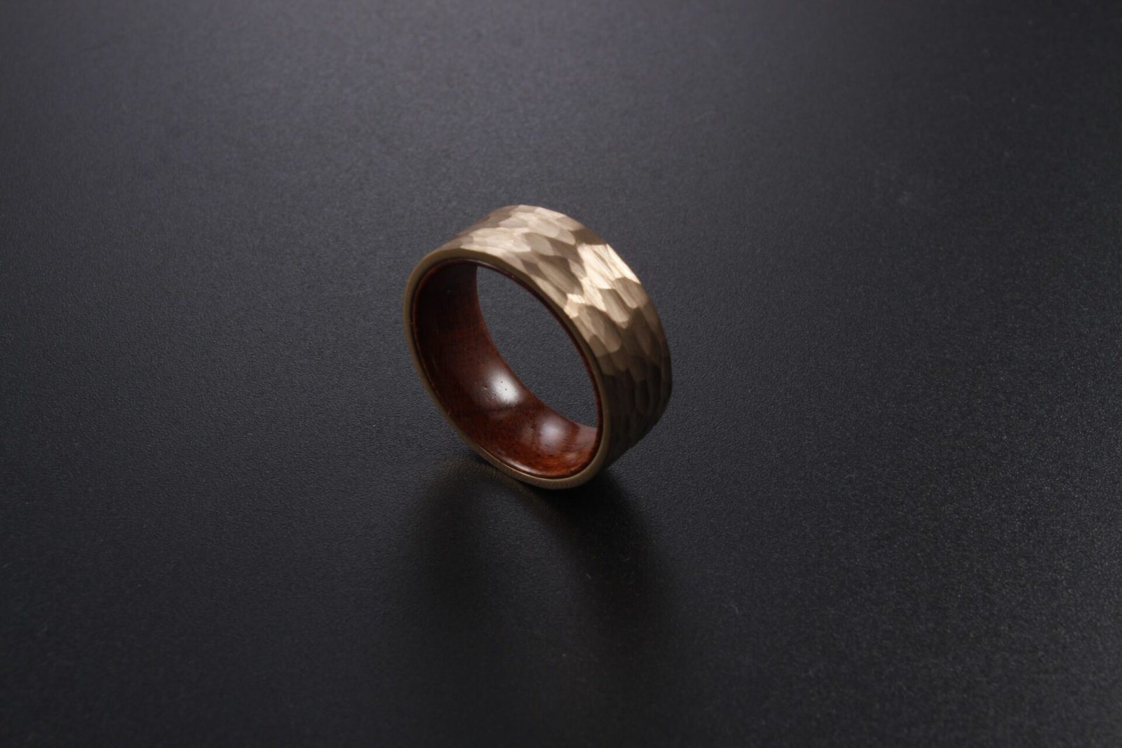 WM-R139 - 8mm Hammered Rose Gold Tungsten Carbide Ring — image 9