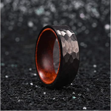 WM-R139 - Hammered 8mmm Black Tungsten Carbide Ring