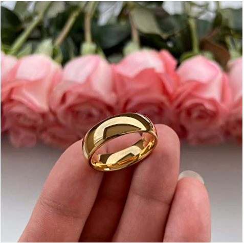 WM-R145 - Shiny Gold 6 mm Tungsten Carbide Ring — image 3