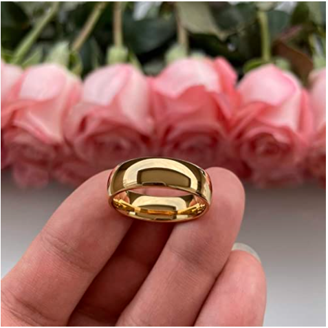 WM-R145 - Shiny Gold 6 mm Tungsten Carbide Ring — image 5