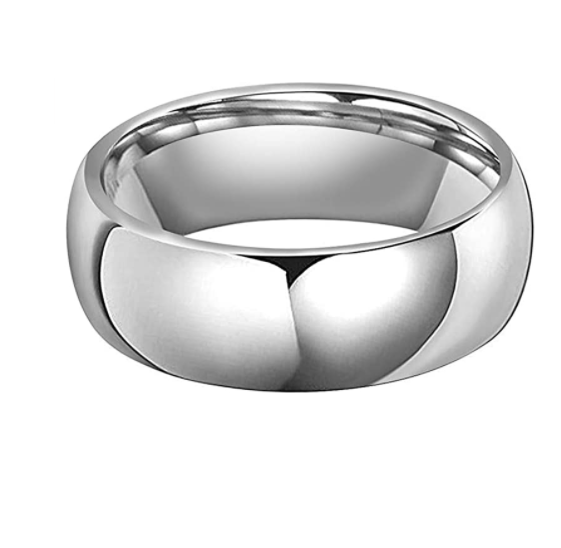 WM-R146 - Shiny Silver 8 mm Tungsten Carbide Ring