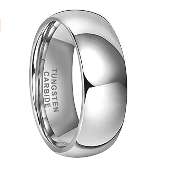WM-R146 - Shiny Silver 8 mm Tungsten Carbide Ring — image 3
