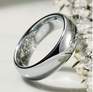 WM-R147 - Shiny Silver 6 mm Tungsten Carbide Ring
