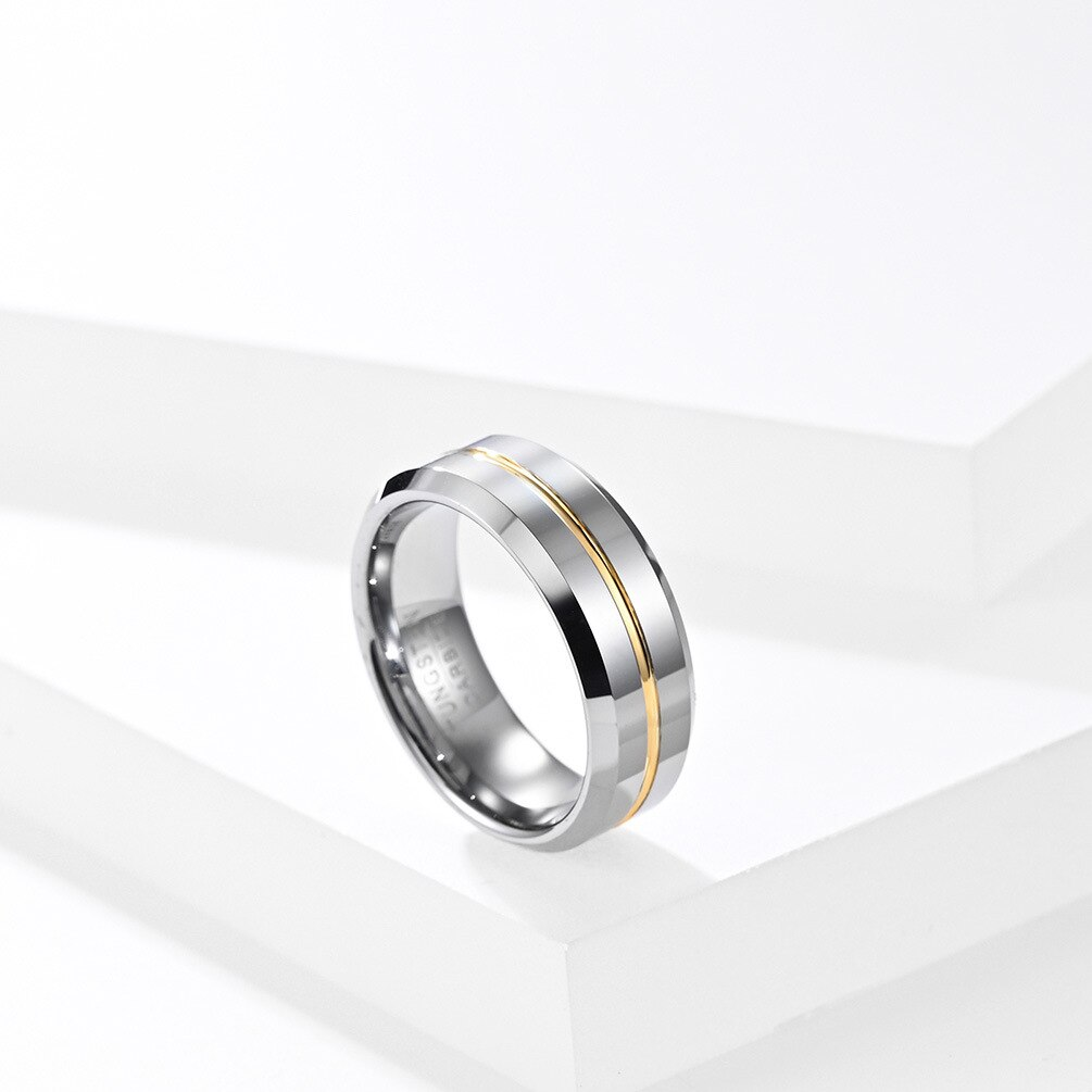 WM-R148 - Shiny Silver 8 mm Tungsten Carbide Ring — image 5