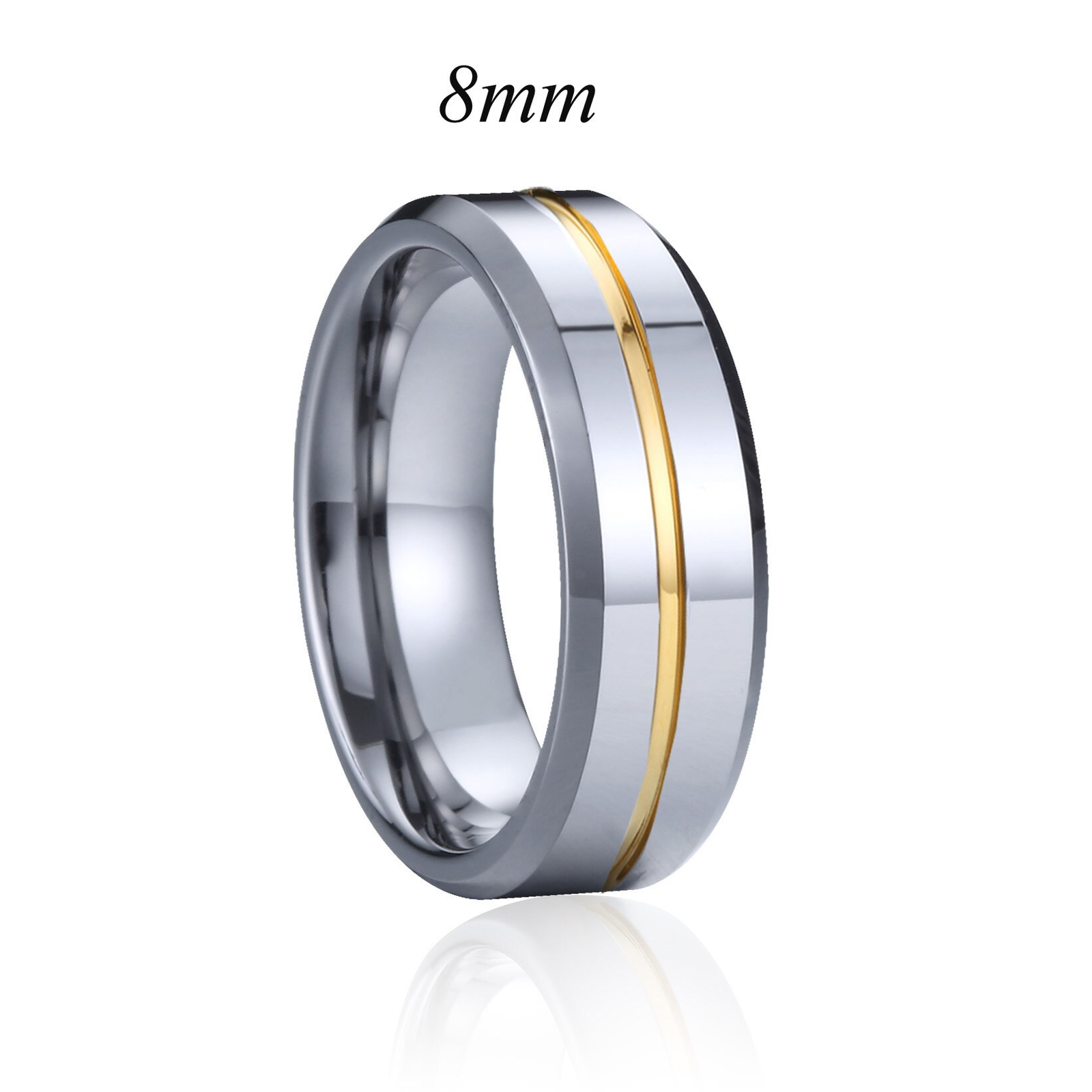 WM-R148 - Shiny Silver 8 mm Tungsten Carbide Ring — image 8