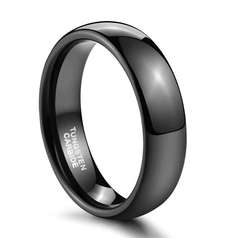 WM-R156 - Shiny Black 6 mm Tungsten Carbide Ring