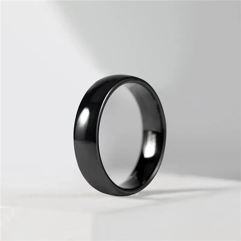 WM-R156 - Shiny Black 6 mm Tungsten Carbide Ring