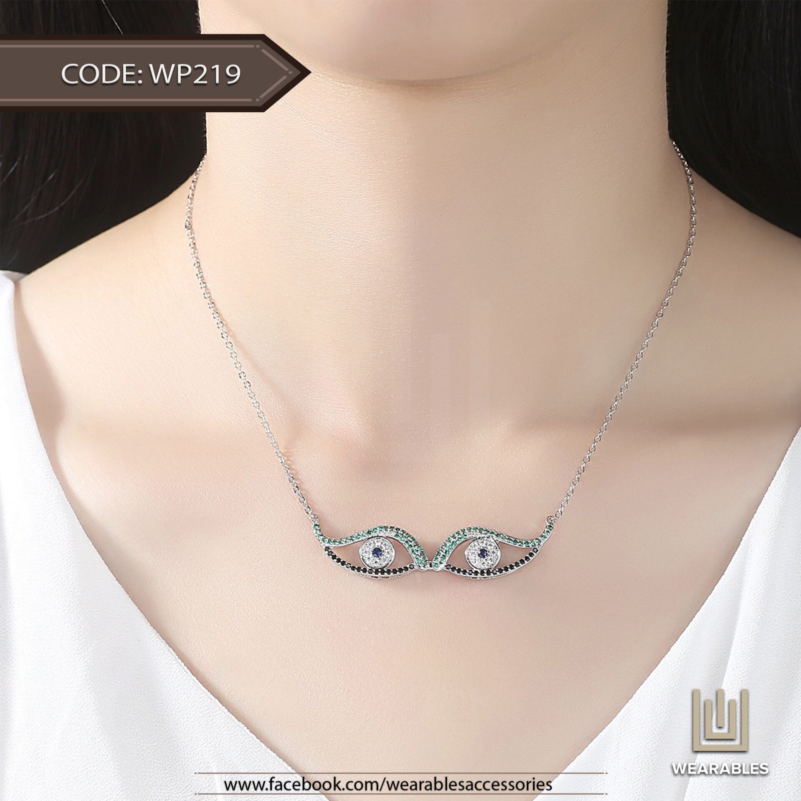 WP219 Black | Silver | Gold Eyes Pendant for women — image 6