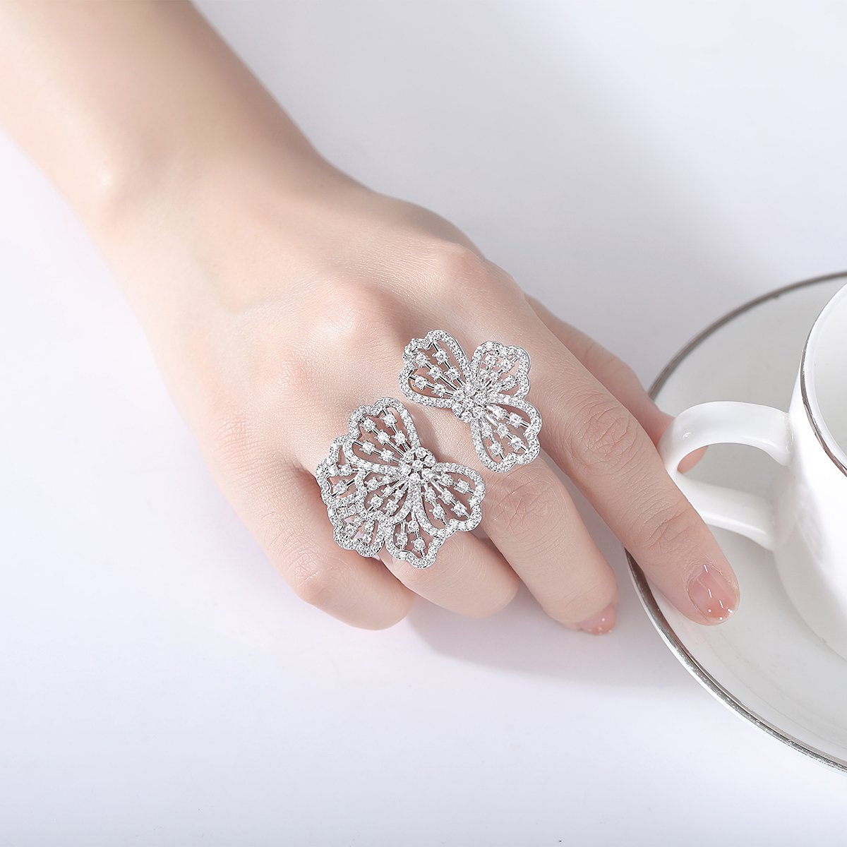 WR374 Silver Luxury Ring for Women (Adjustable Ring) — image 6