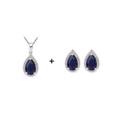 WS148 - Blue Pendant and Earring Set For Women