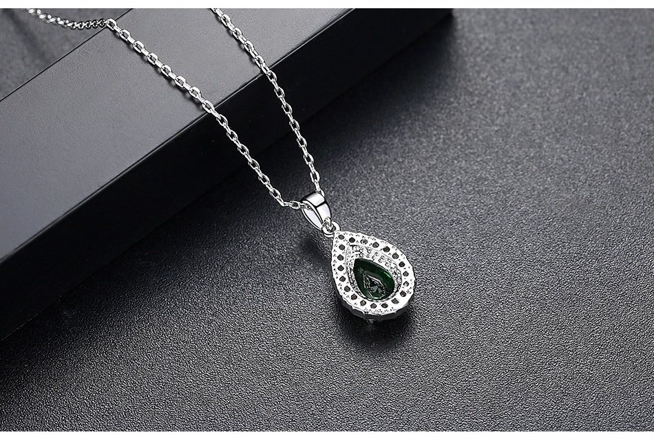 WS148 - Green Pendant and Earring Set For Women