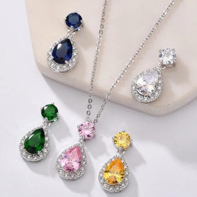 WS157 - Pink Pendant and Earring Set For Women