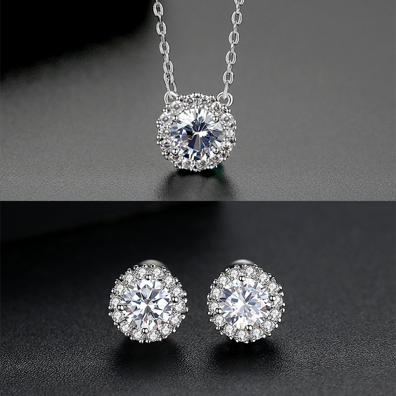 WS166- White Pendant and Earring Set for Women