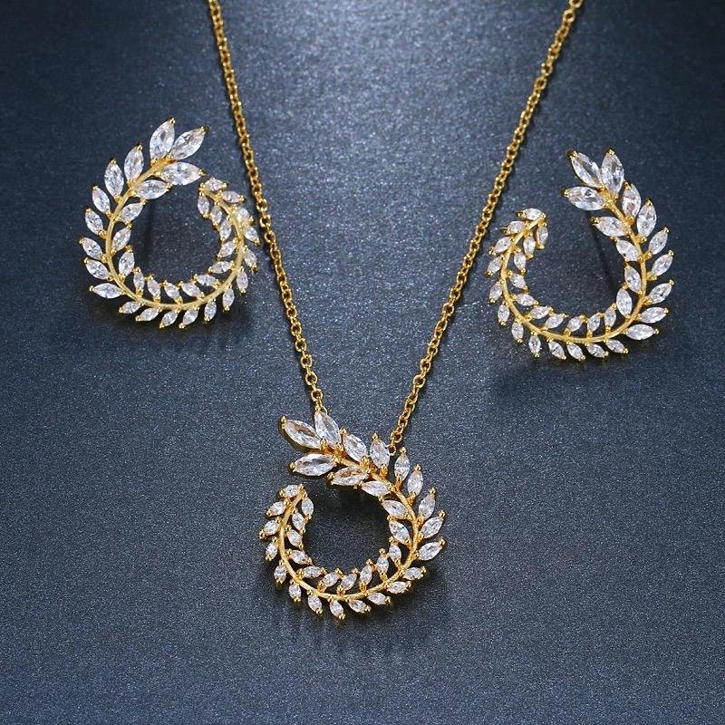 WS169 - Golden Pendant and Earring Set for Women / Female