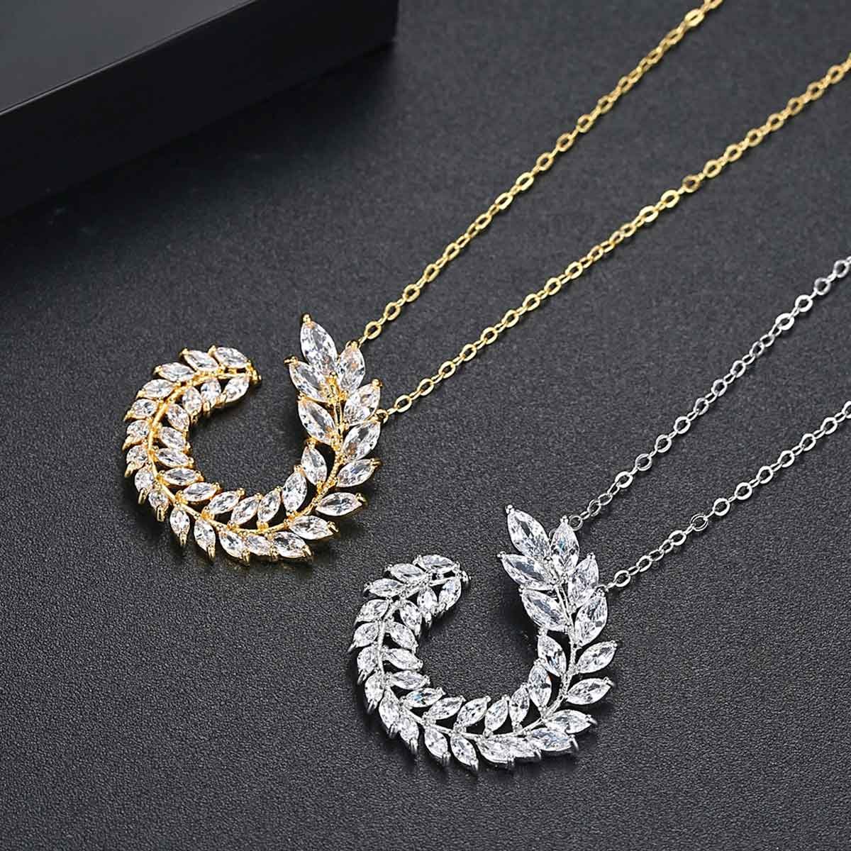 WS169 - Golden Pendant and Earring Set for Women / Female