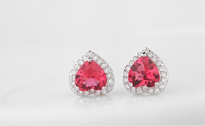WS203 - Red Heart Shaped Pendant and Earring Set For Women — image 6