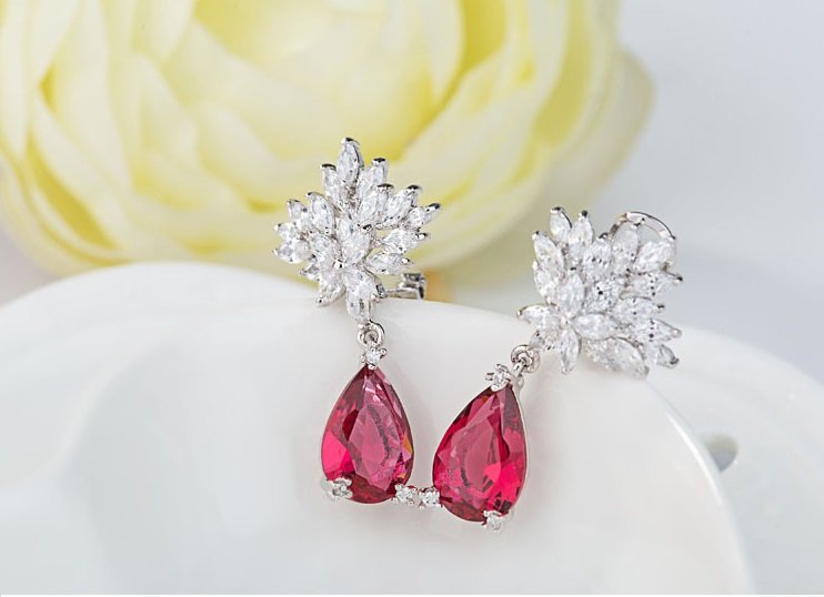 WS208 - Red Pendant and Earring Set for Women — image 7