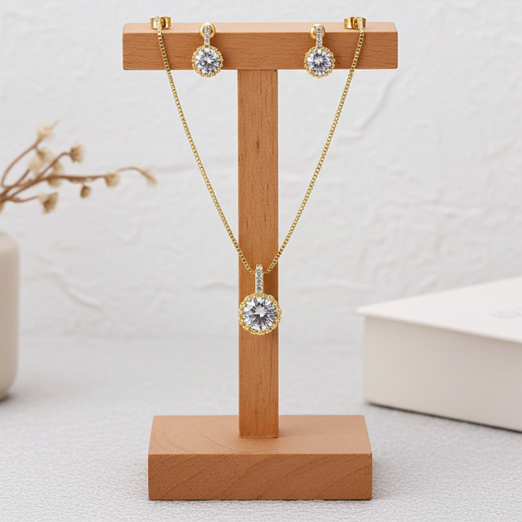 WS212- Golden Pendant and Earring Set for Women — image 5