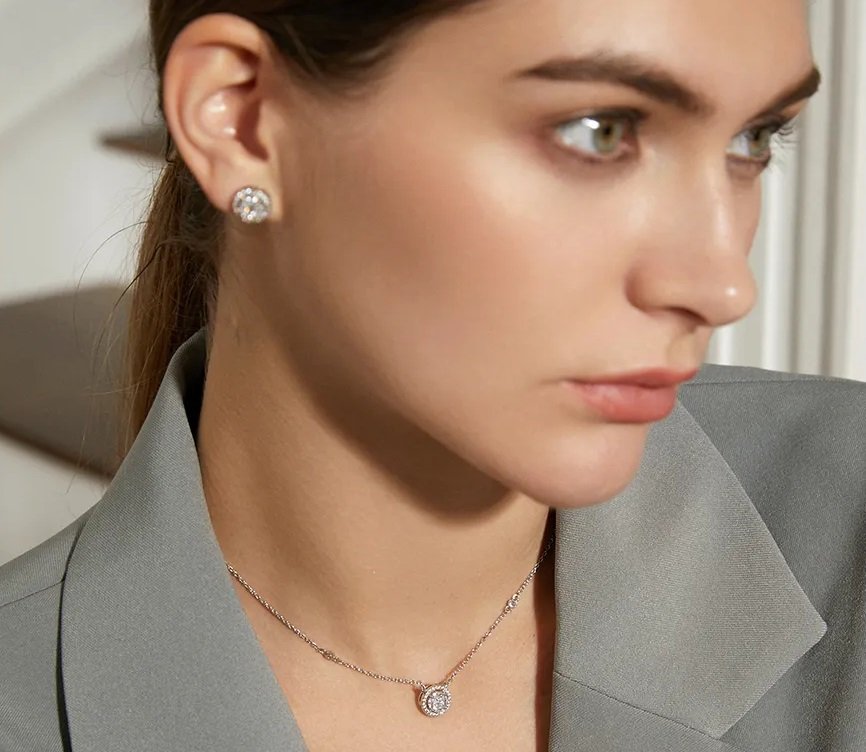 WS222 - Golden Pendant and Earring Set for Women — image 3