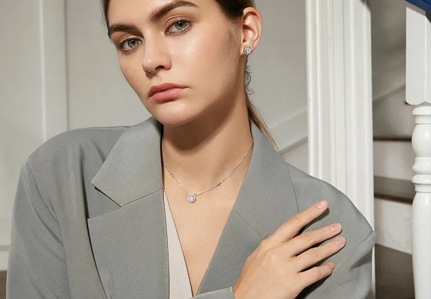 WS222 - Silver Pendant and Earring Set for Women — image 4