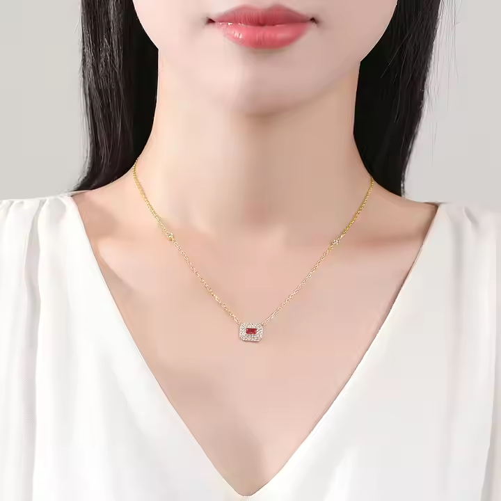 WS265 - Red Pendant and Earring Set for Women — image 3