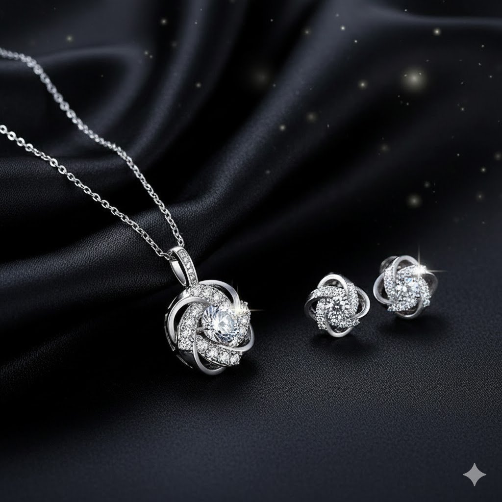 WS292- Silver Pendant and Earring Set for women
