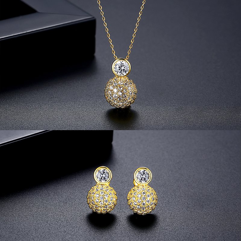 WS298 - Golden Pendant and Earring Set for Women — image 16