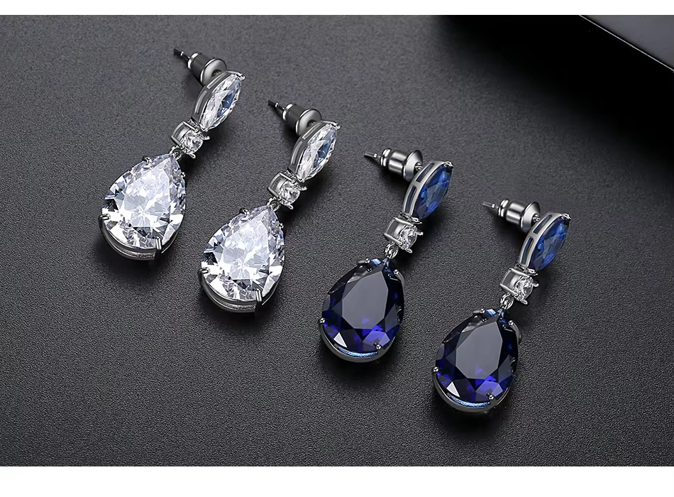 WS313 - Blue Pendant and Earring Set for Women