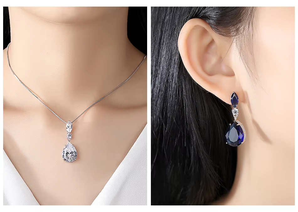 WS313 - Blue Pendant and Earring Set for Women — image 8